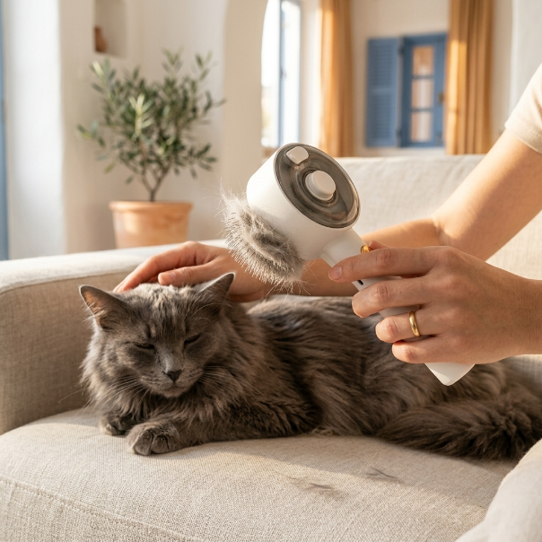 Bruma™ · Cepillo de Vapor Antipelo para Perros y Gatos