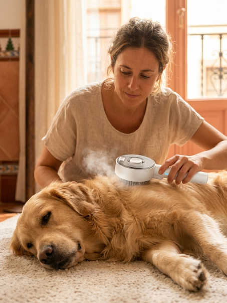 Bruma™ · Cepillo de Vapor Antipelo para Perros y Gatos