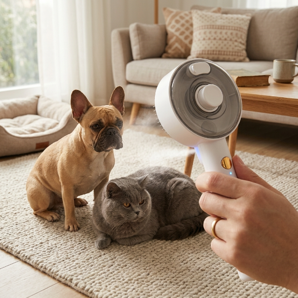 Bruma™ · Cepillo de Vapor Antipelo para Perros y Gatos